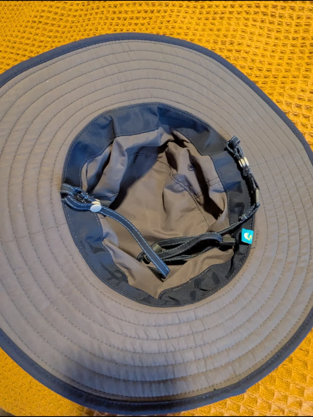 Sunday Kids Sun Hat in Gray, Blue, Orange Bird Print